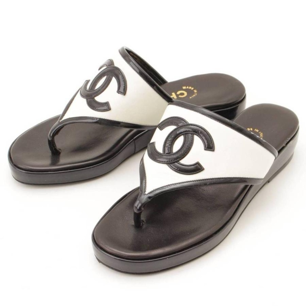 CHANEL Black and White Sandals